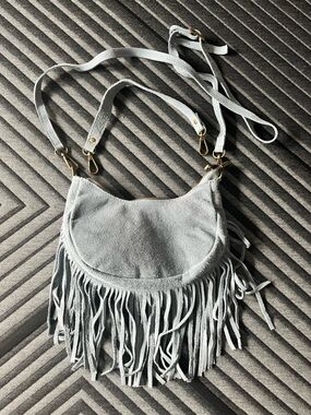 Marlon Fringe Suede Crossbody Bag - Blue
